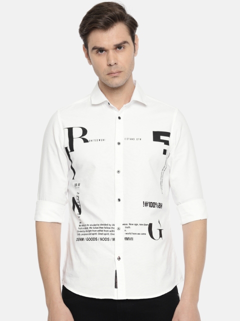 

Being Human Men White & Black Slim Fit Printed Casual Shirt