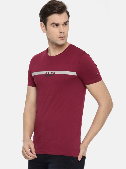 

Being Human Men Maroon Solid Round Neck T-shirt