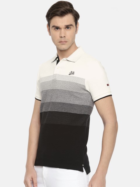 

Being Human Clothing Men Grey & Black Striped Polo T-shirt