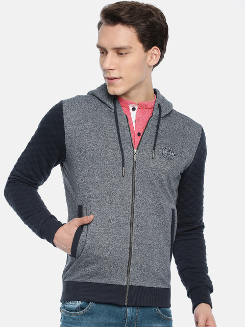 

Being Human Clothing Men Navy Blue Solid Hooded Sweatshirt