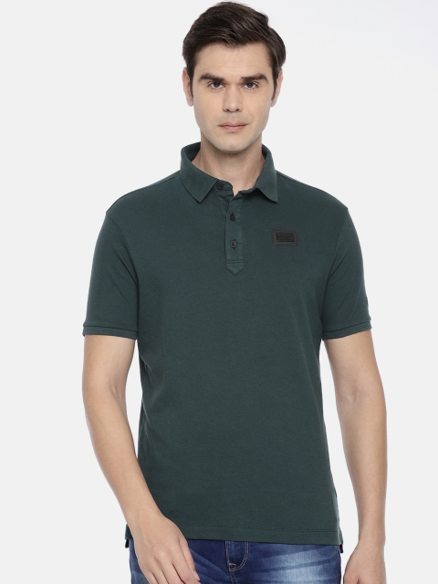 

Being Human Clothing Men Green Solid Polo Collar T-shirt