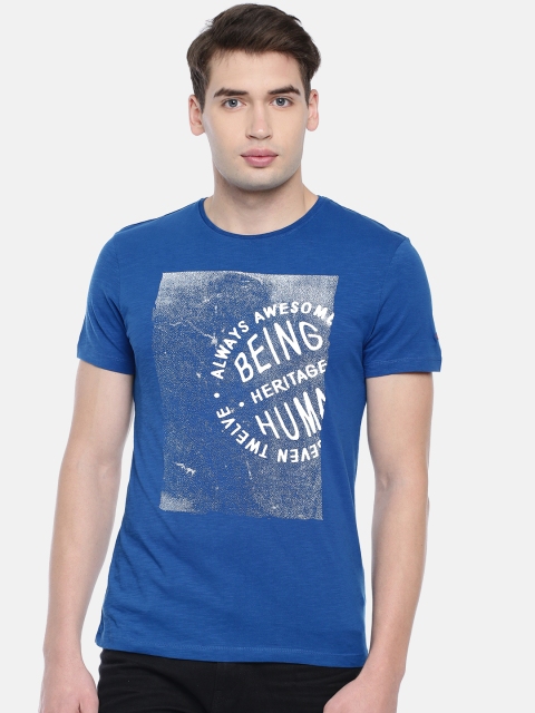 

Being Human Men Blue Printed Round Neck T-shirt