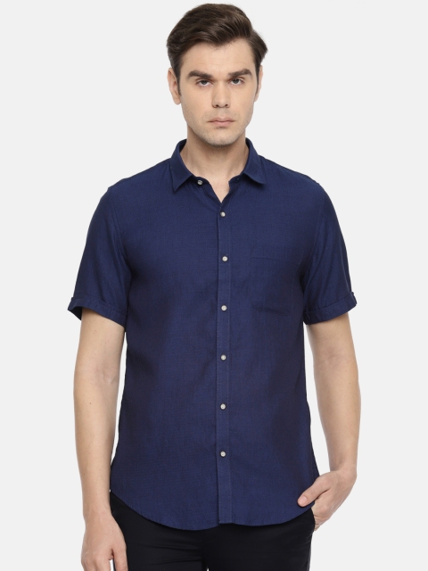 

Peter England Casuals Men Navy Blue Slim Fit Self Design Casual Shirt