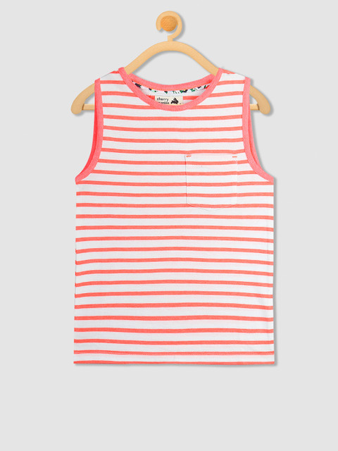 

Cherry Crumble Unisex Pink & White Striped Round Neck T-shirt