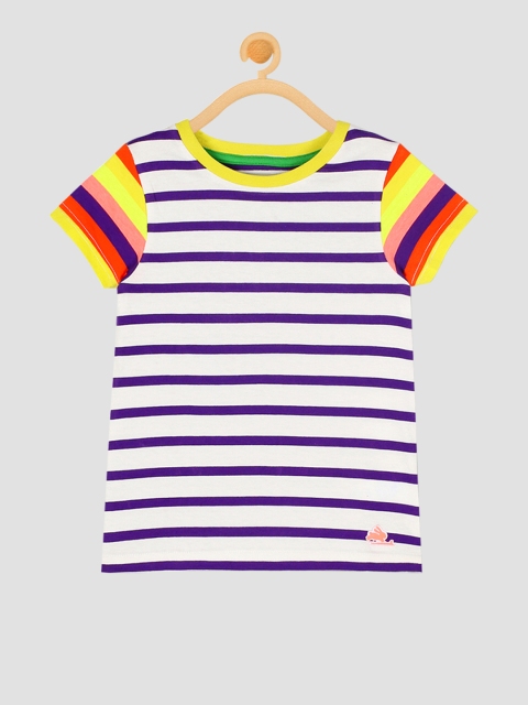 

Cherry Crumble Unisex White & Blue Striped Round Neck T-shirt