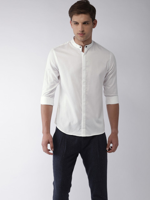 

Flying Machine Men White Slim Fit Solid Casual Shirt