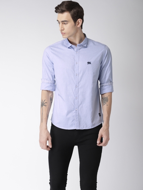 

Flying Machine Men Blue Regular Fit Solid Casual Shirt