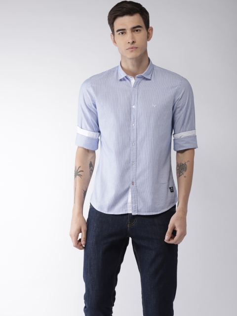 

Flying Machine Men Blue & White Regular Fit Striped Casual Shirt