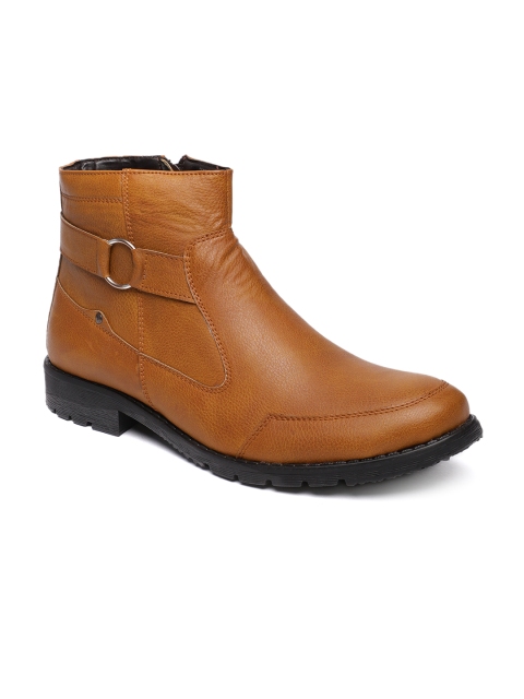 

People Men Tan Solid High-Top Flat Boots