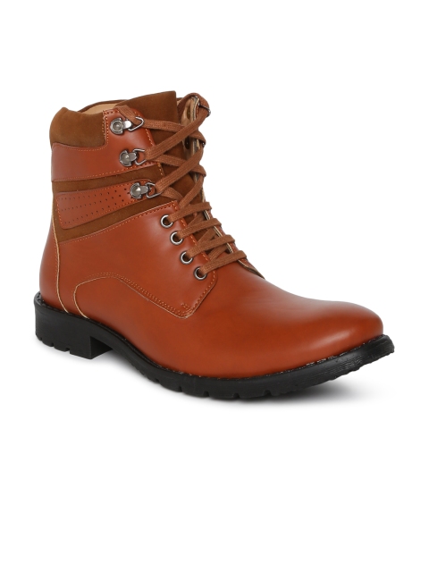 

People Men Tan Brown Solid High-Top Flat Boots