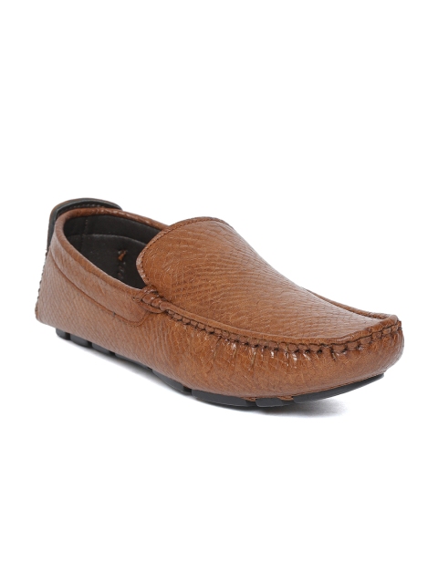 

People Men Brown Snakeskin Textured Loafers