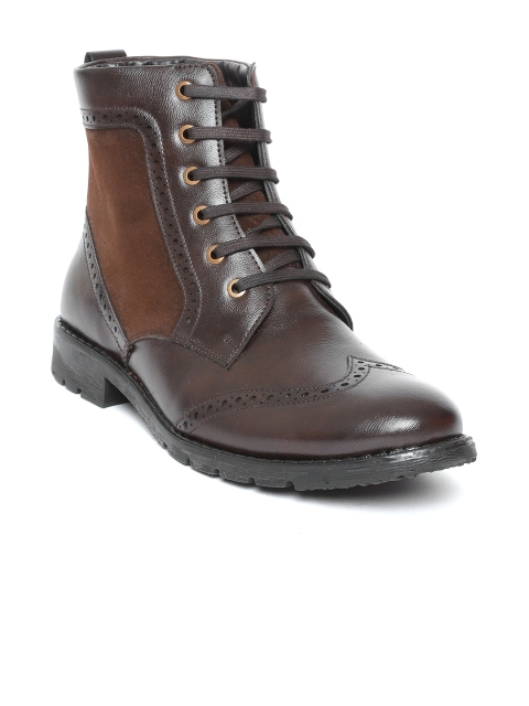 

People Men Coffee Brown Solid Mid-Top Flat Boots
