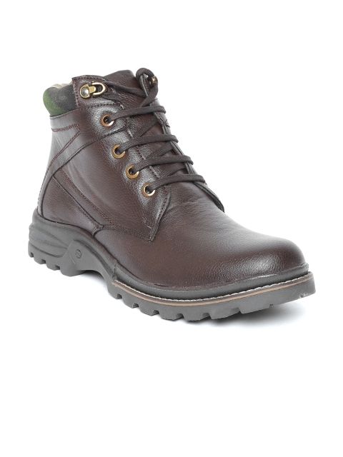 

People Men Coffee Brown Solid Mid-Top Flat Boots
