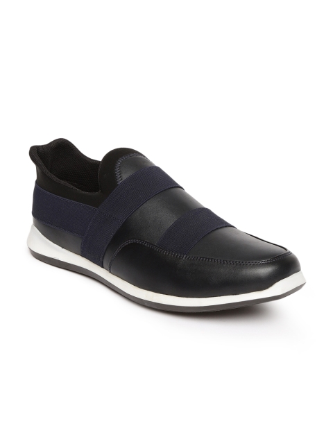 

People Men Black & Navy Blue Solid Slip-On Sneakers