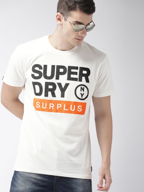 

Superdry Men White Printed Round Neck T-shirt