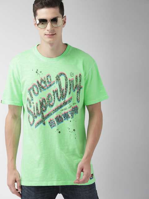 

Superdry Men Green Printed Round Neck T-shirt
