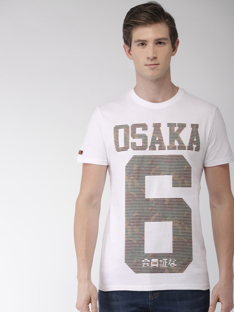 

Superdry Men White Printed Round Neck T-shirt