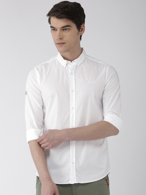 

Superdry Men White Regular Fit Solid PREMIUM PAPERWEIGHT Casual Shirt