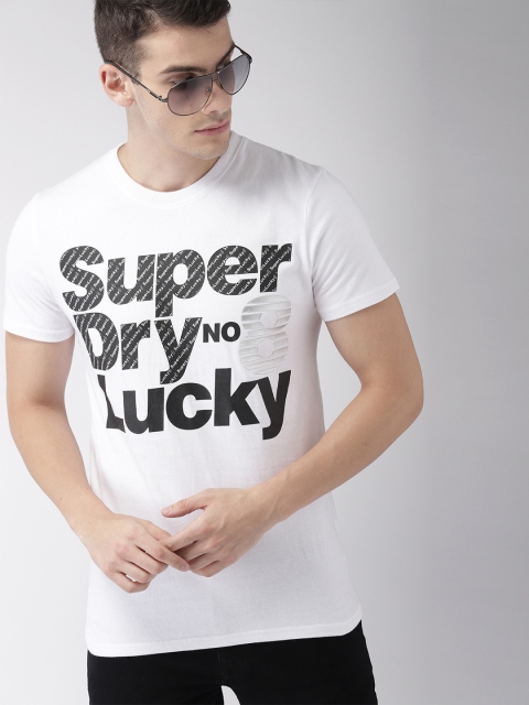 

Superdry Men White Printed Round Neck T-shirt