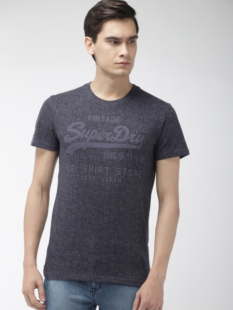 

Superdry Men Blue Printed SHOP AOP Round Neck T-shirt