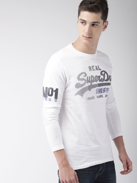 

Superdry Men White Slim Fit Printed Round Neck T-shirt