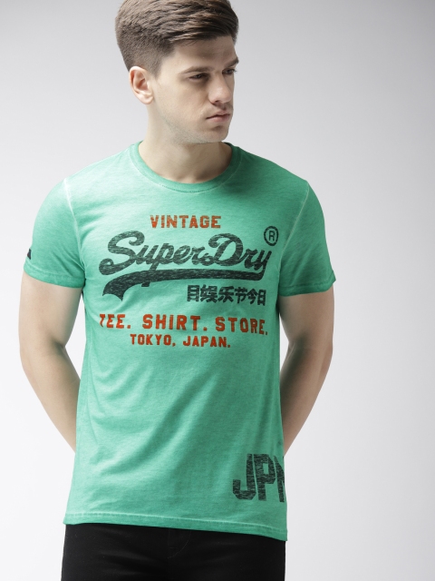 

Superdry Men Green Printed Round Neck T-shirt