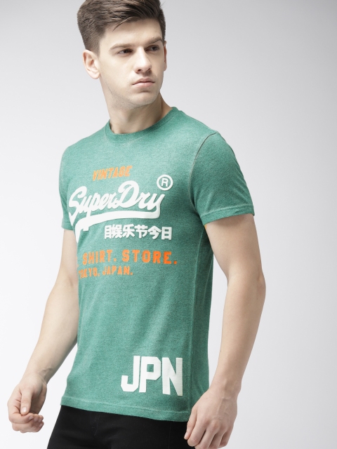 

Superdry Men Green Printed Round Neck T-shirt