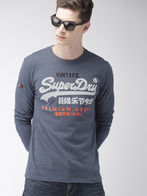 

Superdry Men Navy Blue Printed Round Neck T-shirt