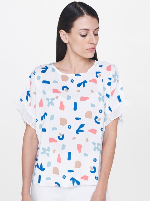 

AND Women White Printed Top