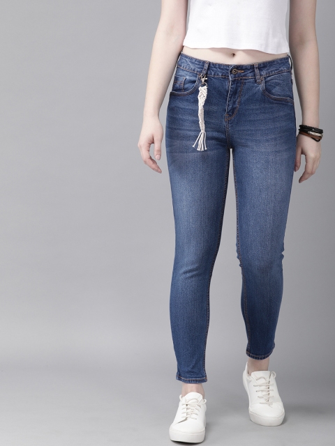 

Roadster Women Blue Skinny Fit Mid-Rise Clean Look Stretchable Cropped Jeans