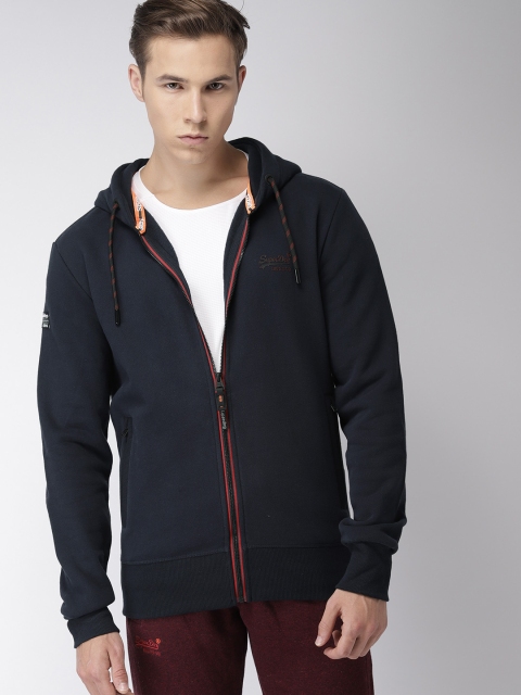 

Superdry Men Navy Blue Solid Hooded Sweatshirt
