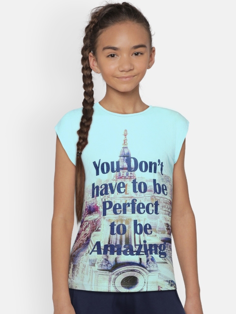 

Tiny Girl Girls Blue Printed Round Neck T-shirt