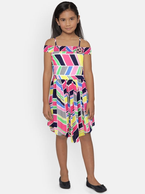 

Tiny Girl Girls Multicoloured Printed Fit and Flare Dress, Multi