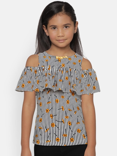 

Tiny Girl Girls Black, White & Mustard Striped Top