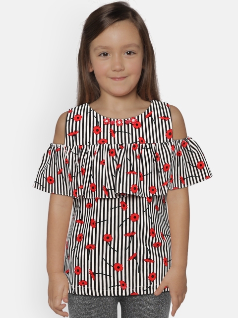 

Tiny Girl Girls Red, Black & White Striped Top