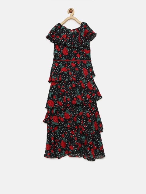 

Tiny Girl Girls Black & Red Printed Layered Maxi Dress