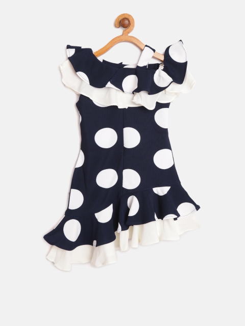 

Tiny Girl Girls Navy Blue & Off-White Polka Dot Print A-Line Dress
