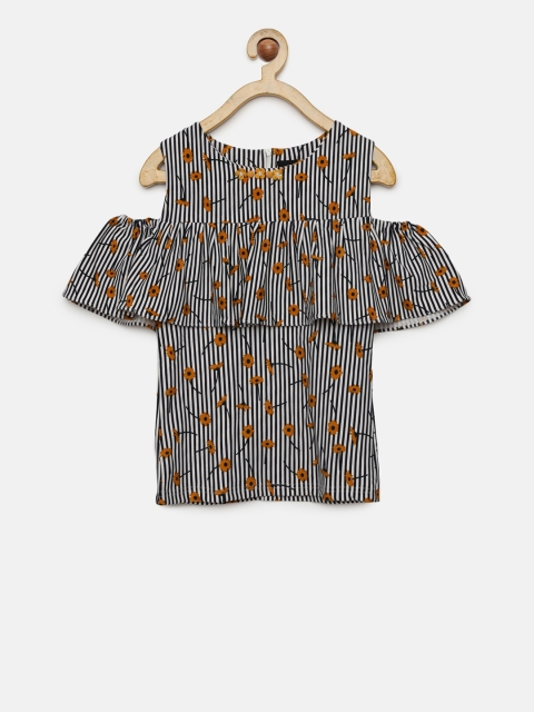 

Tiny Girl Girls White & Black Printed Top