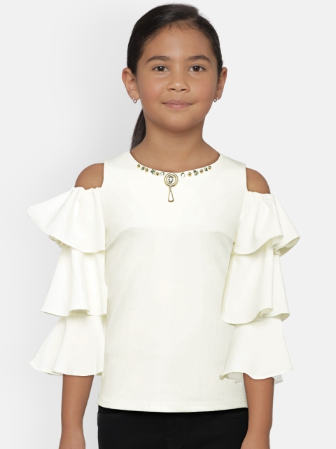 

Tiny Girl Girls Cream-Coloured Solid Top