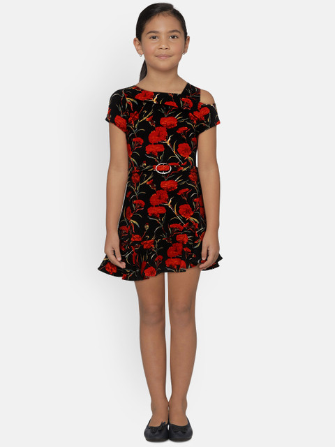 

Tiny Girl Black & Red Printed Sheath Dress