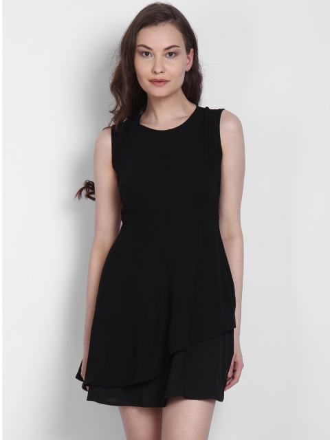 

LA LOFT Women Black Solid Fit and Flare Dress