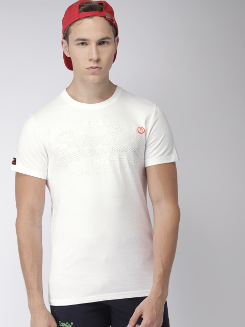 

Superdry Men White Printed Round Neck T-shirt