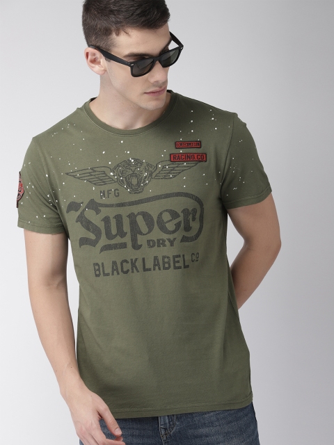 

Superdry Men Green Printed Round Neck T-shirt