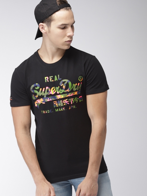 

Superdry Men Black Printed Round Neck T-shirt