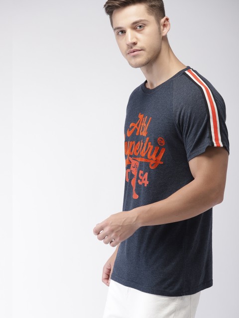 

Superdry Men Navy Blue Printed Round Neck T-shirt
