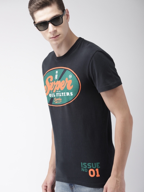

Superdry Men Navy Blue Printed Round Neck T-shirt