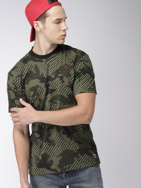 

Superdry Men Green & Black Printed Round Neck T-shirt