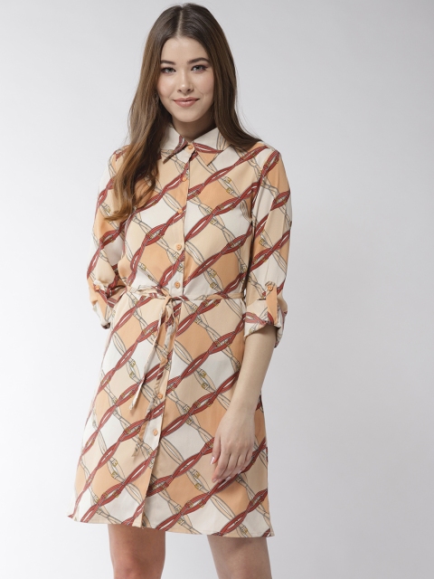 

StyleStone Women Beige & Brown Printed Shirt Dress