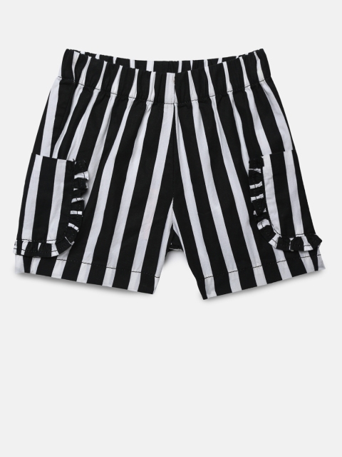 

Juniors by Lifestyle Girls Black Striped Regular Fit Shorts