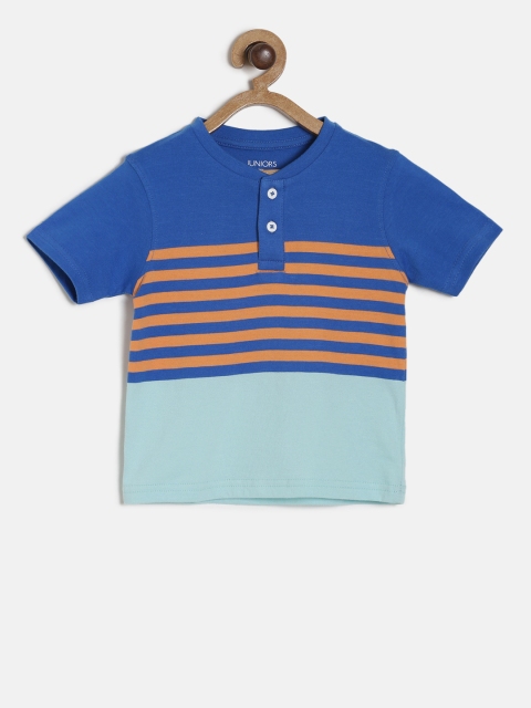 

Juniors by Lifestyle Boys Blue Striped Henley Neck T-shirt